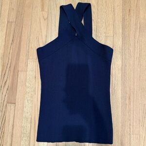 NWOT Lauren James Halter Cross Front Ribbed Top